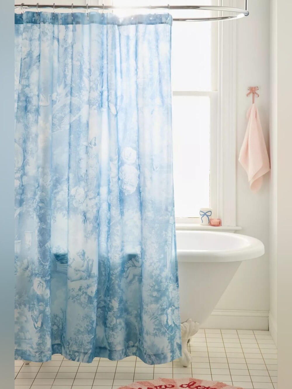 ❣️🪷NIB Urban Outfitters UO Home Cherub Patterned Shower Curtain, 72x72" 🌙